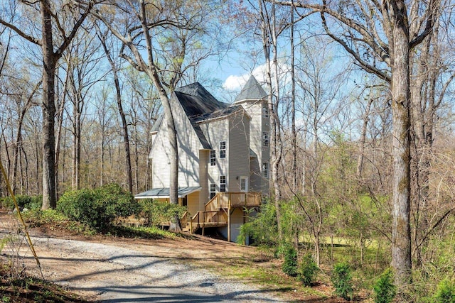 216 Ashmore, Greer, SC 29650 - view of side of property featuring a deck, stairs, and a chimney