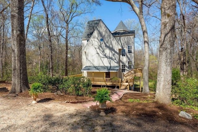 216 Ashmore, Greer, SC 29650 - back of house with a wooden deck and stairs
