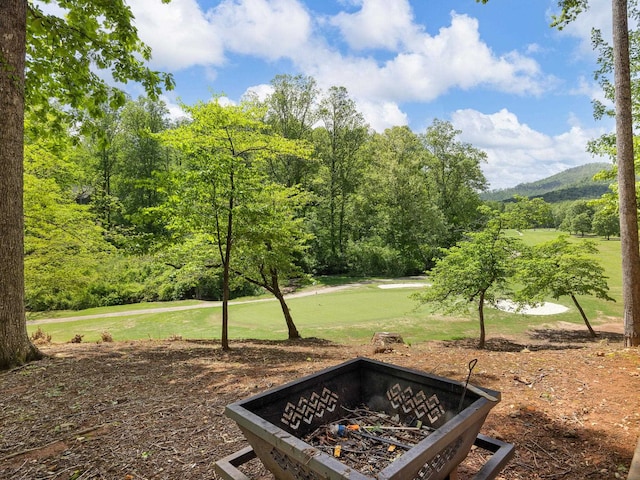 view of yard with a mountain view