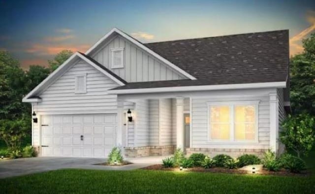 1027 Whitefox, Spartanburg, SC 29307 - view of front of property with driveway, board and batten siding, an attached garage, and a shingled roof