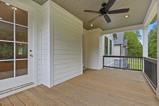 wooden terrace with ceiling fan