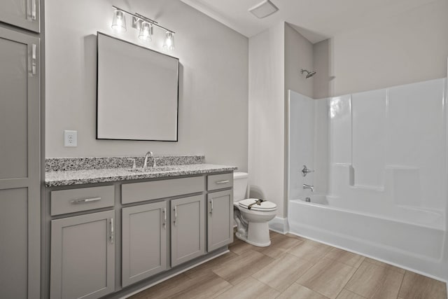 1325 S Pinot, Duncan, SC 29334 - bathroom featuring toilet, shower / washtub combination, vanity, and wood finished floors