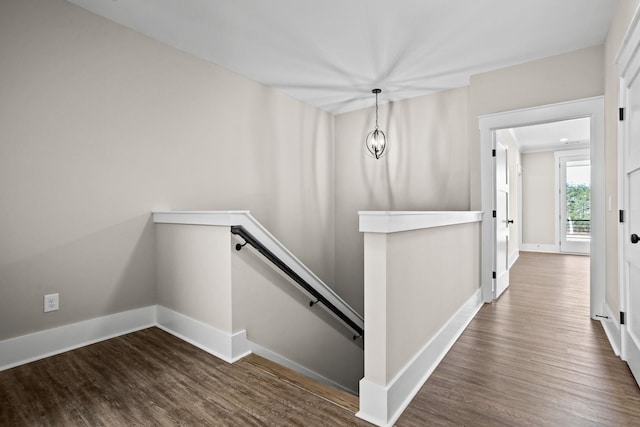 1305 S Pinot, Duncan, SC 29334 - hallway with an upstairs landing, dark wood finished floors, and baseboards