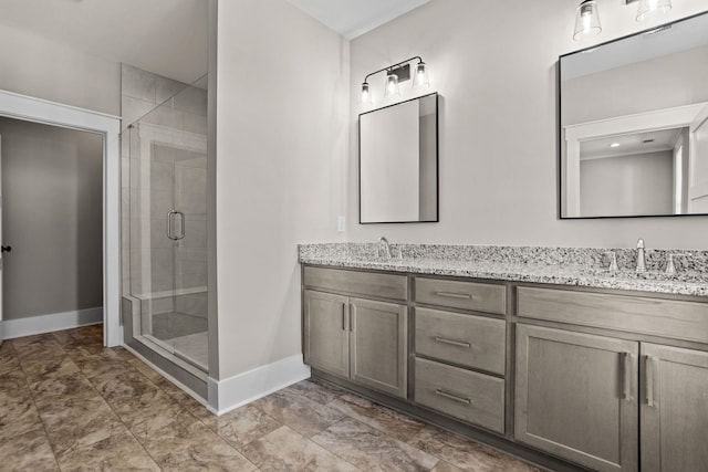 1305 S Pinot, Duncan, SC 29334 - full bathroom with a shower stall, baseboards, and double vanity