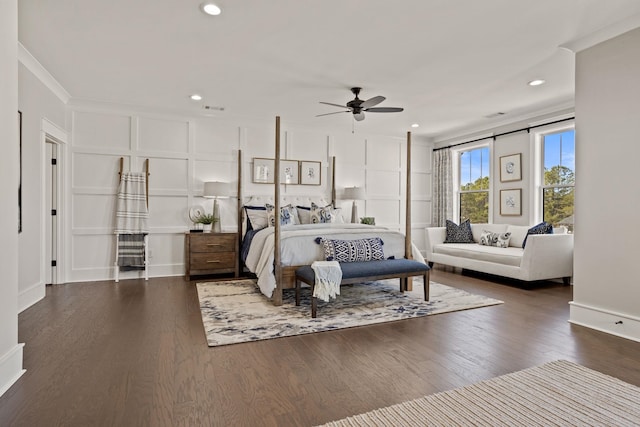 1200 N Pinot, Duncan, SC 29334 - bedroom with a decorative wall, crown molding, wood finished floors, and recessed lighting