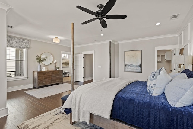 1200 N Pinot, Duncan, SC 29334 - bedroom featuring wood finished floors, ornamental molding, baseboards, recessed lighting, and a ceiling fan