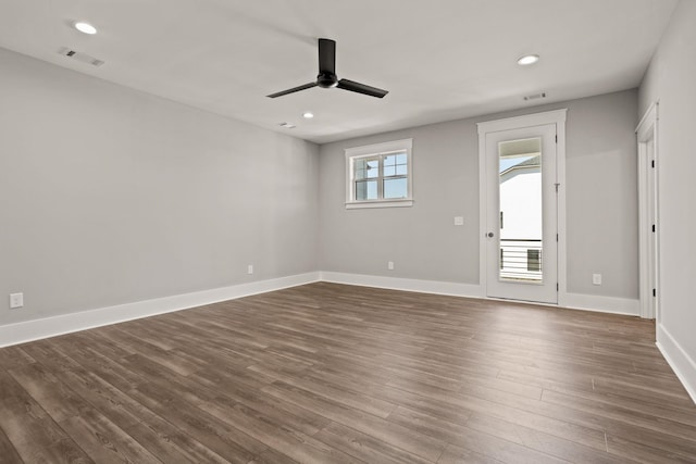 1208 N Pinot, Duncan, SC 20334 - spare room with ceiling fan, dark wood-type flooring, baseboards, and recessed lighting
