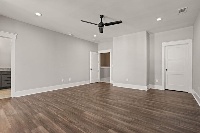 1208 N Pinot, Duncan, SC 20334 - unfurnished bedroom featuring dark wood-type flooring, recessed lighting, baseboards, and a ceiling fan