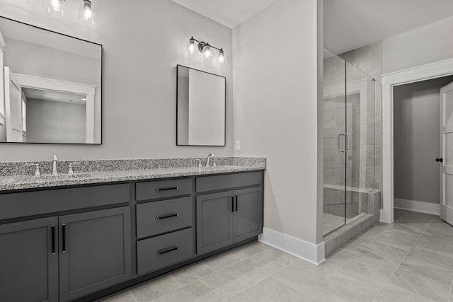 1208 N Pinot, Duncan, SC 20334 - full bath with baseboards, a shower stall, and double vanity