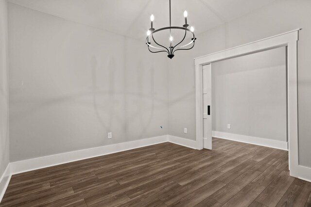 1208 N Pinot, Duncan, SC 20334 - unfurnished dining area featuring a chandelier, dark wood-style floors, and baseboards