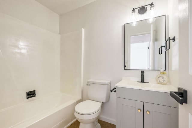 2 Willowood, Spartanburg, SC 29303 - bathroom featuring toilet, vanity, baseboards, and  shower combination
