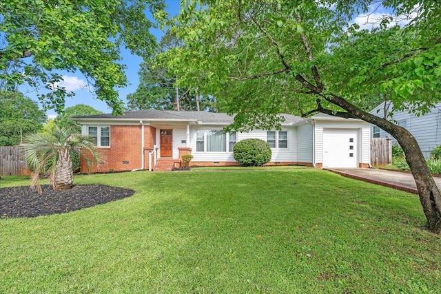 222 Woodview, Spartanburg, SC 29306 - ranch-style home featuring crawl space, an attached garage, concrete driveway, and brick siding