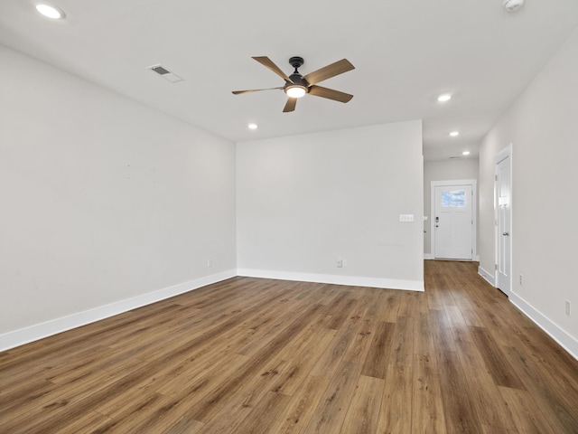 421 Hazelcote, Greenville, SC 29617 - empty room with ceiling fan, wood finished floors, recessed lighting, and baseboards