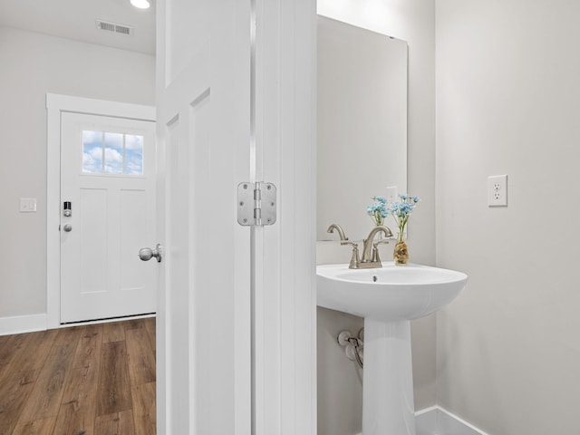 421 Hazelcote, Greenville, SC 29617 - bathroom with baseboards and wood finished floors