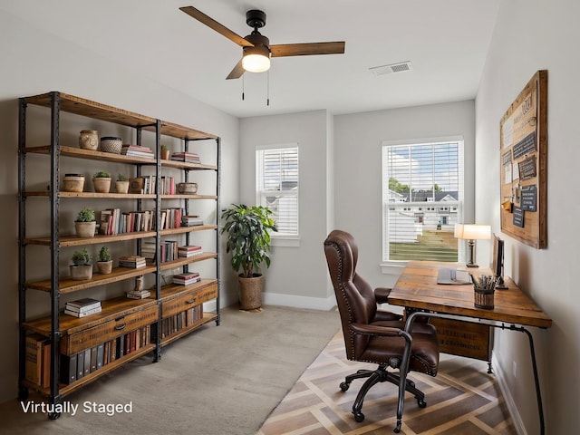 421 Hazelcote, Greenville, SC 29617 - office featuring ceiling fan and baseboards
