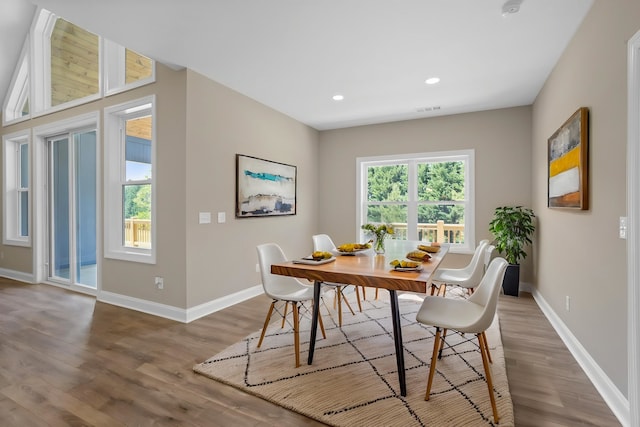 21 Old, American, Pendleton, SC 29670 - dining space featuring wood finished floors, baseboards, and recessed lighting