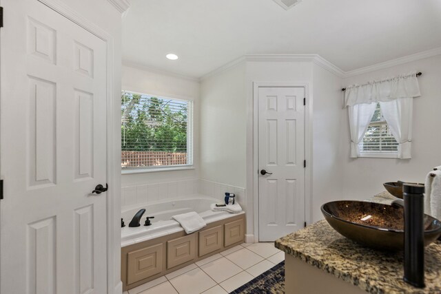 413 Rambling Rose, Moore, SC 29369 - full bathroom featuring tile patterned flooring, a bath, and crown molding