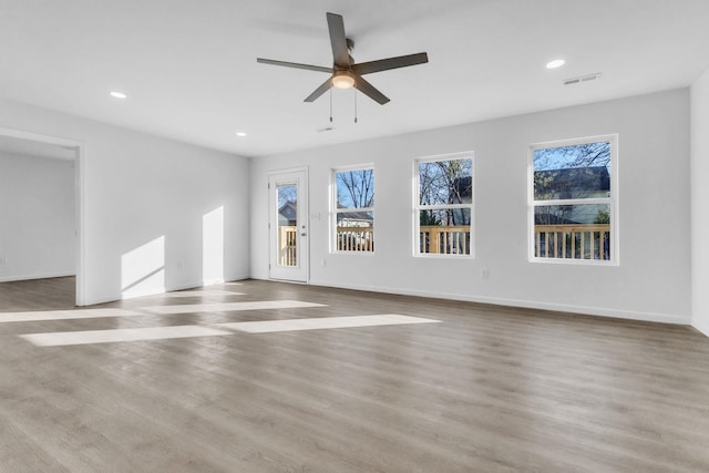 514 N Forest, Spartanburg, SC 29303 - unfurnished living room with ceiling fan, wood finished floors, recessed lighting, and baseboards