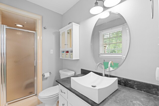 302 Peach Vly, Spartanburg, SC 29303 - bathroom featuring a shower stall, vanity, and toilet