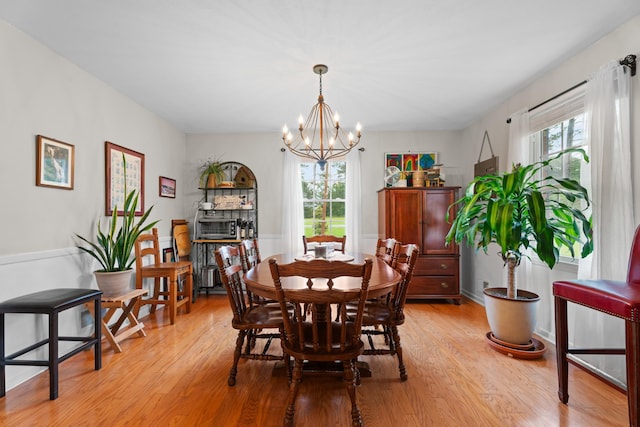 302 Peach Vly, Spartanburg, SC 29303 - dining space featuring a chandelier and light wood-type flooring