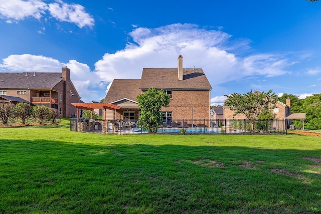 112 Murdock, Greer, SC 29651 - back of house with a patio area, brick siding, and a chimney