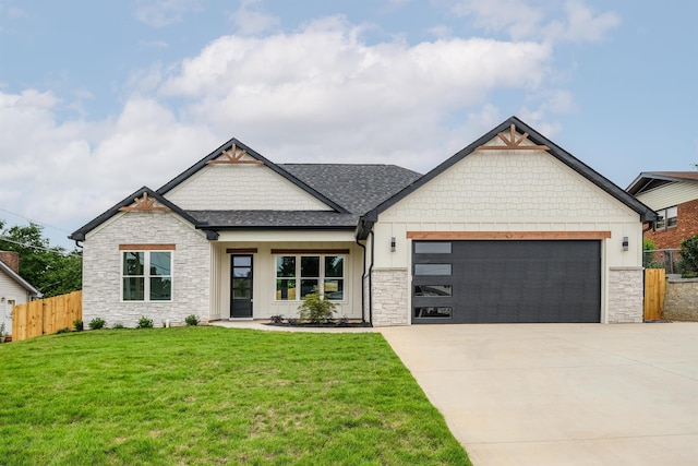 123 Stribling, Spartanburg, SC 29301 - craftsman inspired home with stone siding, an attached garage, concrete driveway, board and batten siding, and a shingled roof