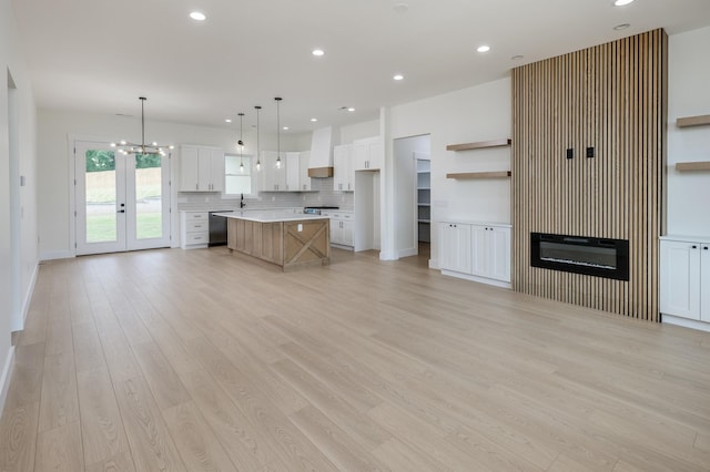 123 Stribling, Spartanburg, SC 29301 - kitchen featuring dishwasher, open floor plan, open shelves, white cabinets, and recessed lighting
