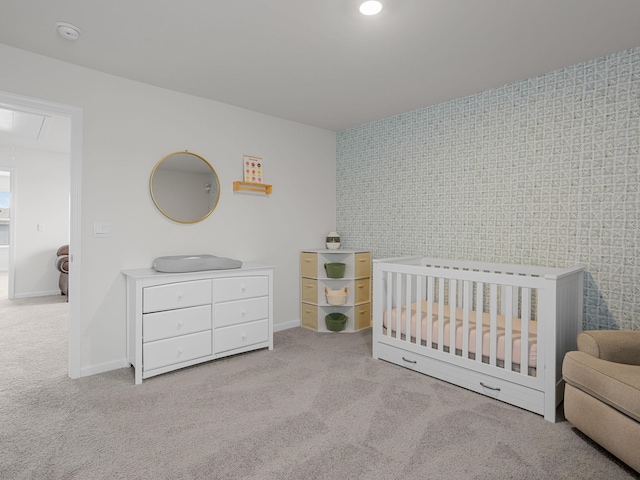 7007 Manse, Boiling Springs, SC 29316 - carpeted bedroom with attic access, baseboards, and a crib