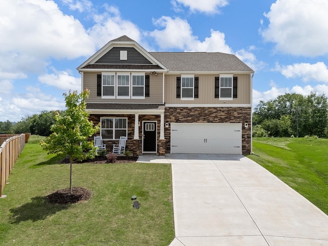 7007 Manse, Boiling Springs, SC 29316 - craftsman-style house with driveway, a porch, a garage, stone siding, and a shingled roof