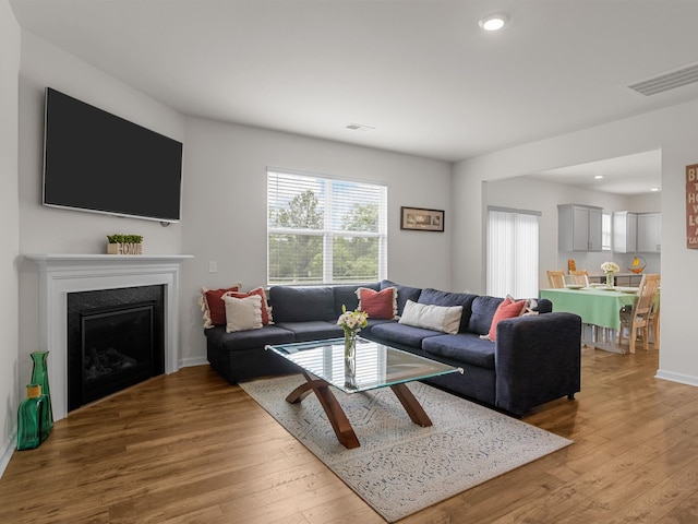 7007 Manse, Boiling Springs, SC 29316 - living area with light wood-style flooring, recessed lighting, a fireplace, and baseboards