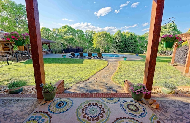 view of patio / terrace featuring a gazebo