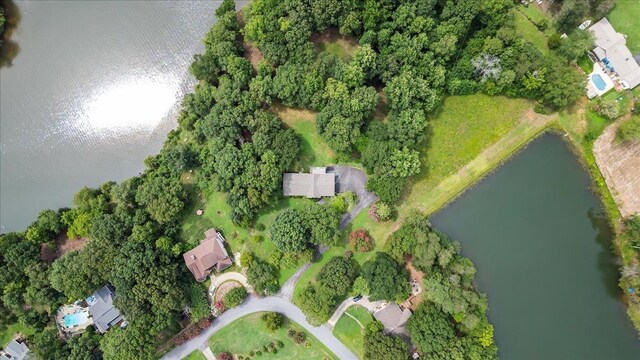 aerial overview of property's location with a nearby body of water