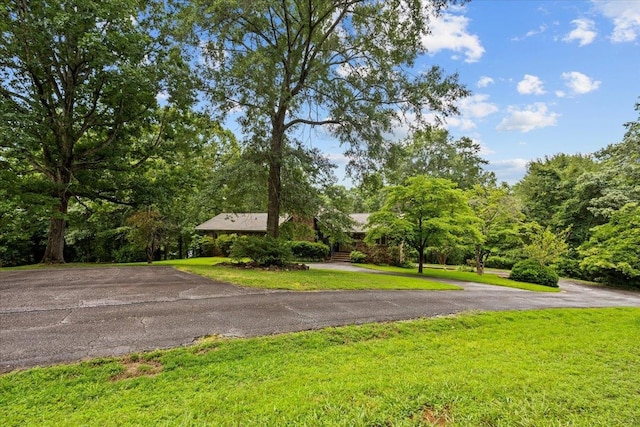 view of front of home featuring a front yard and asphalt driveway