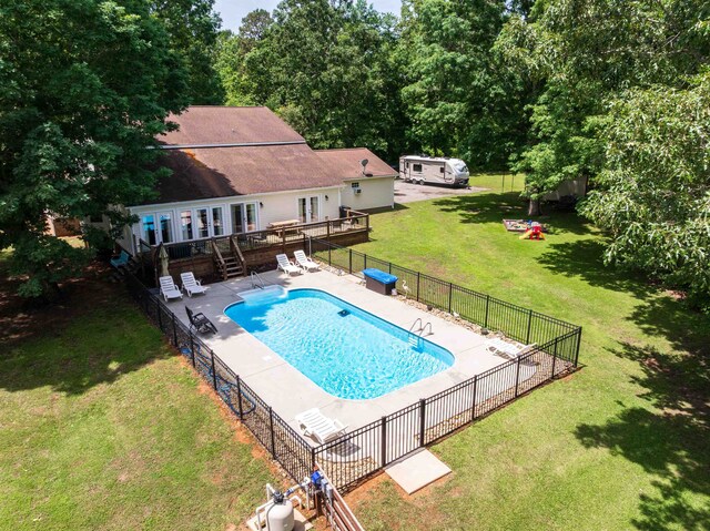 112 Scruggs, Gaffney, SC 29341 - view of pool featuring a deck, stairs, a patio, and french doors