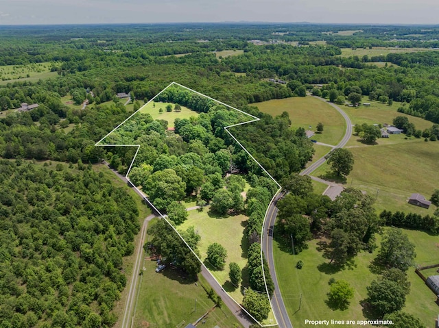 112 Scruggs, Gaffney, SC 29341 - aerial view of property and surrounding area featuring property boundaries highlighted and a heavily wooded area