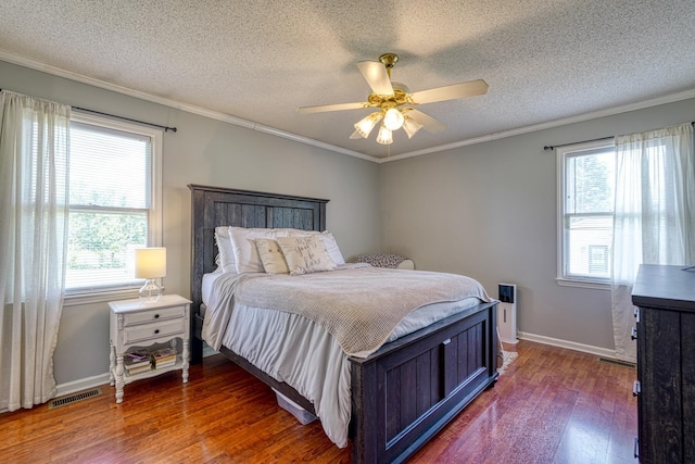 213 Mystic, Chesnee, SC 29323 - bedroom with wood finished floors, a textured ceiling, baseboards, ornamental molding, and ceiling fan