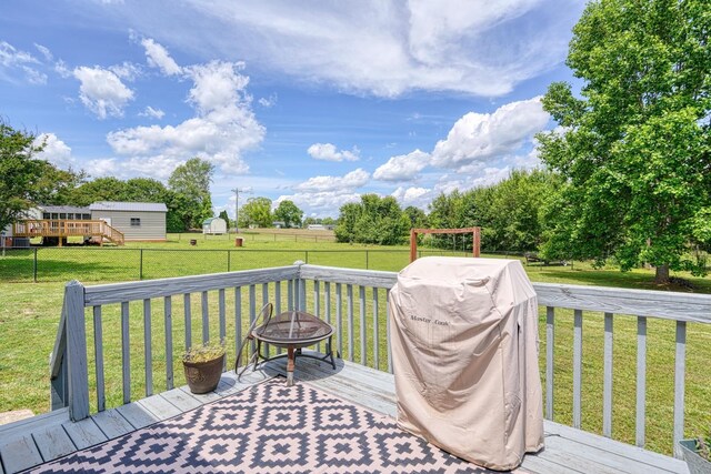 213 Mystic, Chesnee, SC 29323 - deck featuring an outdoor fire pit