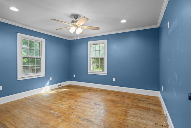 800 Woodlawn, Belmont, NC 28012 - unfurnished room featuring hardwood / wood-style floors, ornamental molding, ceiling fan, and recessed lighting