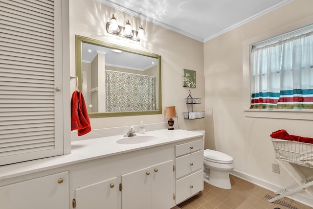 7 Hearthstone, Landrum, SC 29356 - full bathroom featuring ornamental molding, vanity, tile patterned floors, toilet, and baseboards