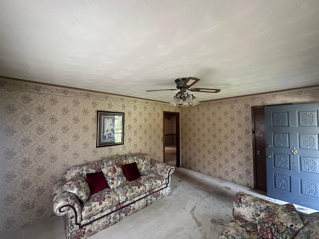 148 Southland, Boiling Springs, SC 29316 - unfurnished living room with a ceiling fan, carpet floors, and wallpapered walls