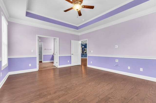267 Santa Ana, Duncan, SC 29334 - empty room with plenty of natural light, ceiling fan, wood finished floors, ornamental molding, and a raised ceiling