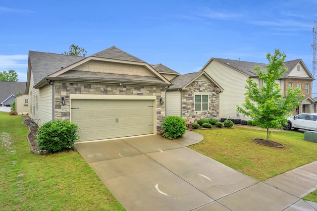 267 Santa Ana, Duncan, SC 29334 - craftsman inspired home with stone siding, concrete driveway, a garage, and a front yard