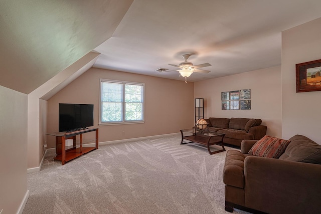 201 Woodridge, Spartanburg, SC 29301 - living room featuring light carpet, a ceiling fan, and baseboards