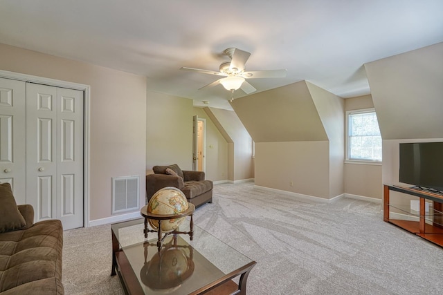 201 Woodridge, Spartanburg, SC 29301 - living area featuring carpet floors, ceiling fan, and baseboards