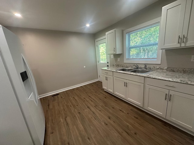 121 Pacolet, Gaffney, SC 29340 - kitchen featuring a sink, dark wood-style flooring, white cabinetry, and recessed lighting