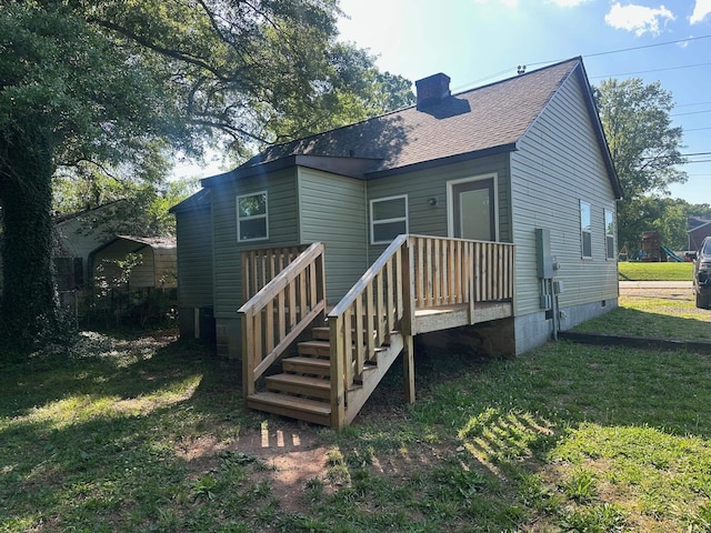 121 Pacolet, Gaffney, SC 29340 - rear view of property with a chimney, a lawn, crawl space, and roof with shingles