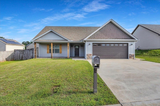624 Renita, Boiling Springs, SC 29316 - view of front of house featuring a garage, driveway, covered porch, stone siding, and a shingled roof