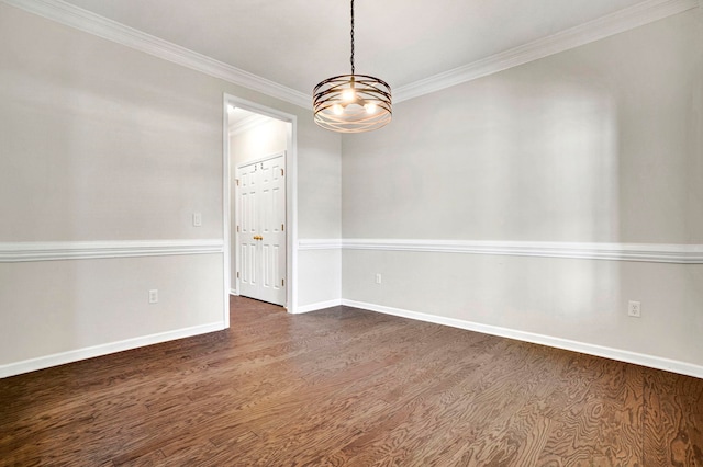 905 Morning Mist, Simpsonville, SC 29680 - empty room with dark wood-type flooring, crown molding, a chandelier, and baseboards