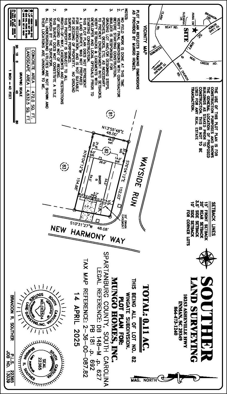 7215 New Harmony, Inman, SC 29349 - survey map / technical document
