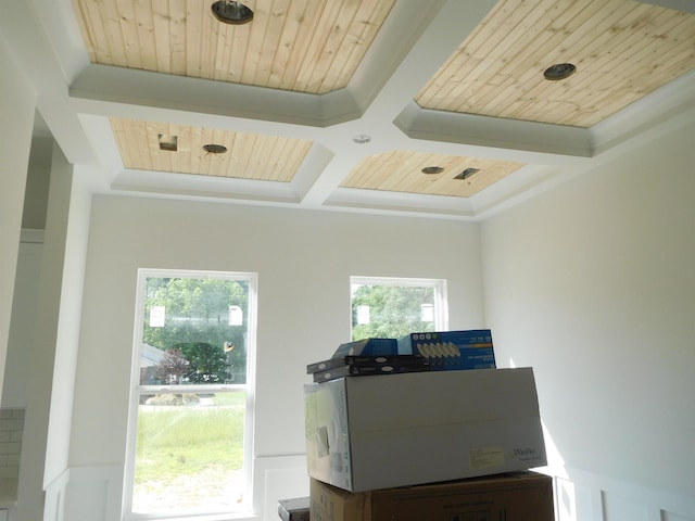 258 Candlewood Ln, Gaffney, SC 29341 - detailed view of wood ceiling with exposed beams and coffered ceiling